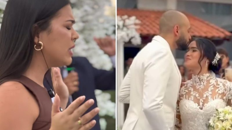 Chuva em casamento ao ar livre para após oração de convidados: ‘Deus é o Deus do tempo’