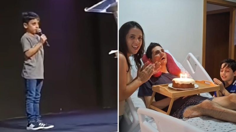 Menino jejua e ora pela saúde do pai e testemunha em igreja: ‘Deus respondeu’