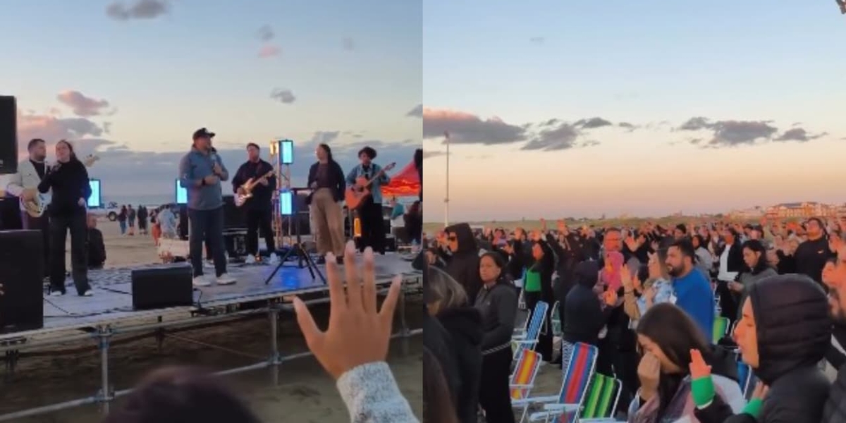 Culto ao amanhecer atrai multidão em praia no RS: “Pessoas aceitaram Jesus”