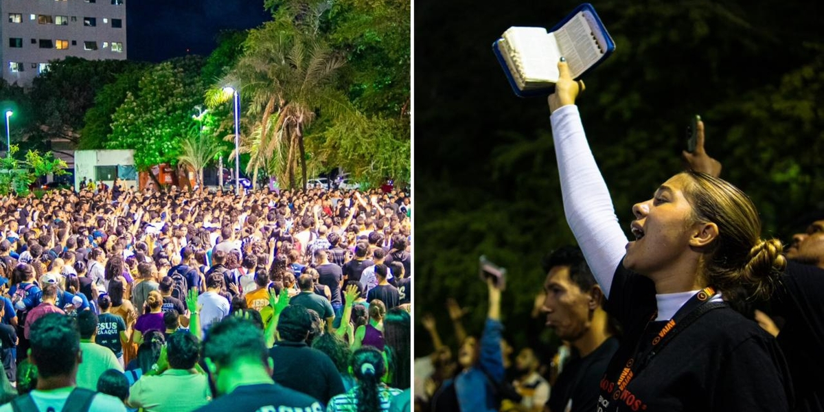 Multidão de universitários faz culto ao ar livre em Fortaleza: “Fome e sede de Deus”