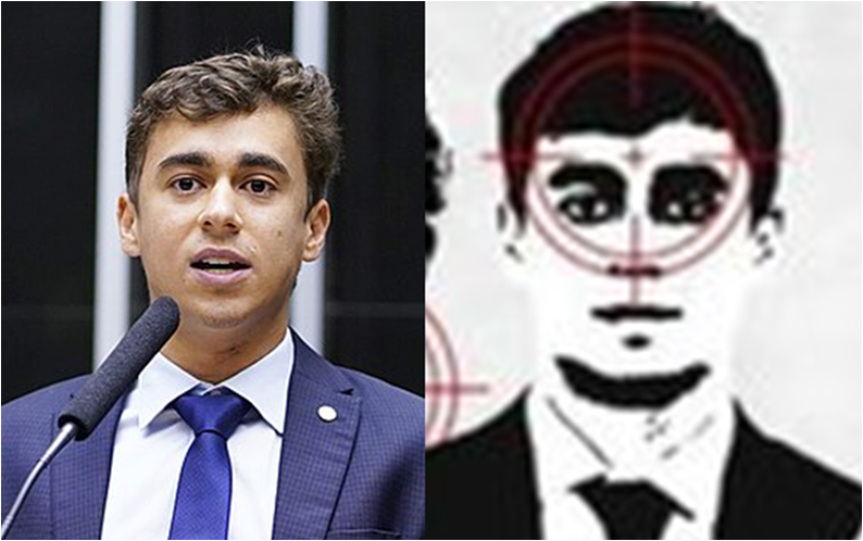 Nikolas Ferreira exibe cartazes na UFMG que incitam a sua morte