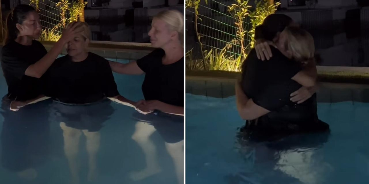 Em seu aniversário, pregadora que deixou o candomblé batiza a mãe: “Nasceu de novo”