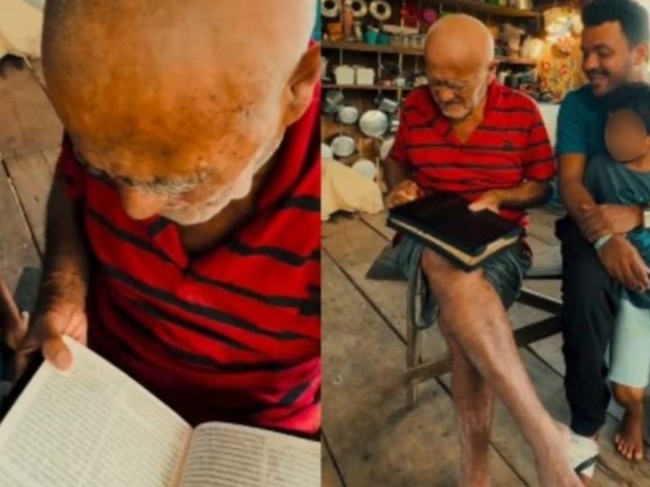 Idoso vive sonho ao ganhar Bíblia em região sem igreja no AM: “A Palavra é tudo para mim”