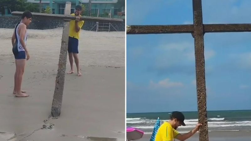 Menino encontra cruz vazia no mar enquanto louvava na Páscoa: “Foi um sinal, Ele vive”